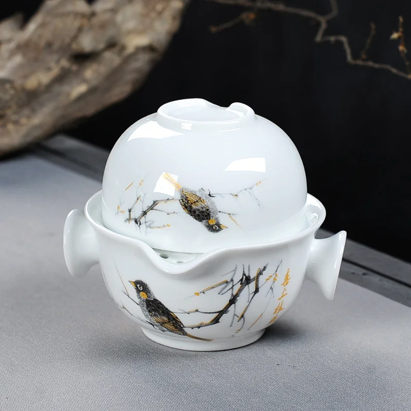 Kung fu setul de ceai Include 1 Ghiveci 1 Ceasca,Frumos și ușor ceainic ceainic,pictura peisaj de călătorie set de ceai elegant gaiwan