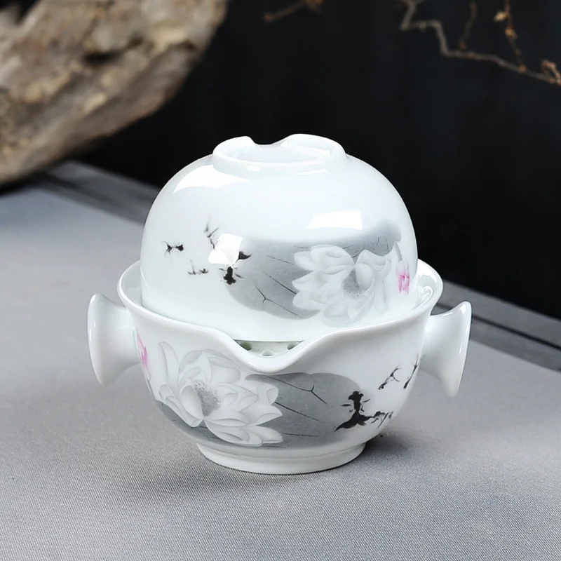 Kung fu setul de ceai Include 1 Ghiveci 1 Ceasca,Frumos și ușor ceainic ceainic,pictura peisaj de călătorie set de ceai elegant gaiwan