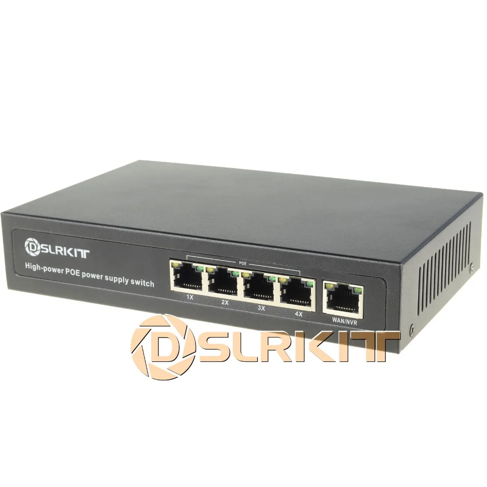 DSLRKIT 96watt 5 4 Port Switch PoE 802.3 af/at Power Over Ethernet Alimentare Interne