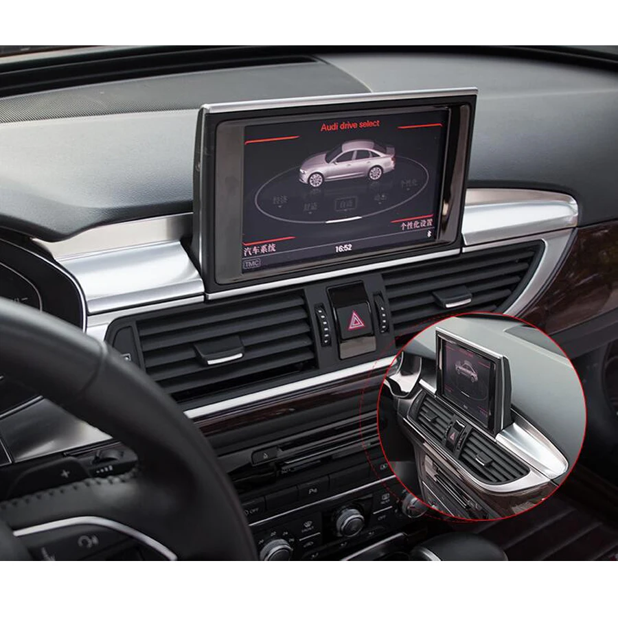 YAQUICKA din Oțel Inoxidabil Mașina de Centru de Navigație de Bord Acoperire Cadru Trim Autocolant Styling Pentru Audi A6 C7 2012-2017 Accesorii
