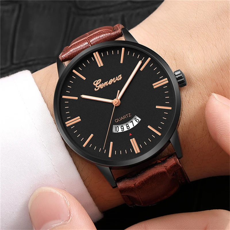 Bărbați Ceas 2020 Nou Elegant Geneva Brand de Top de Lux Cuarț Ceasuri de mana din Piele Watchband Rose Dial Ceas Casual reloj hombre