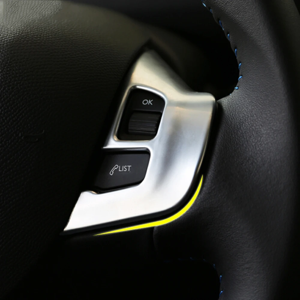 Capac volan butonul trim autocolante logo emblema, insigna de decor cromate accesorii pentru Peugeot 2008 208 GTI - 2018