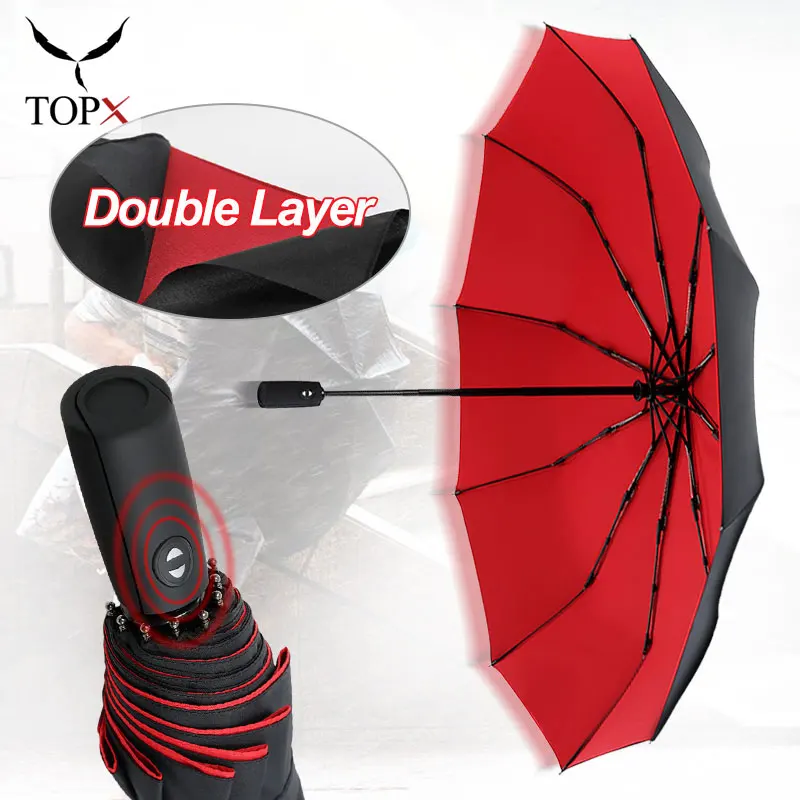 Strat dublu Automată Umbrelă de Ploaie Femei-3 Ori mai Puternic Vânt de sex Feminin de sex Masculin 10K Umbrelă de soare Mare de Oameni de Afaceri Umbrele, Umbrele de soare
