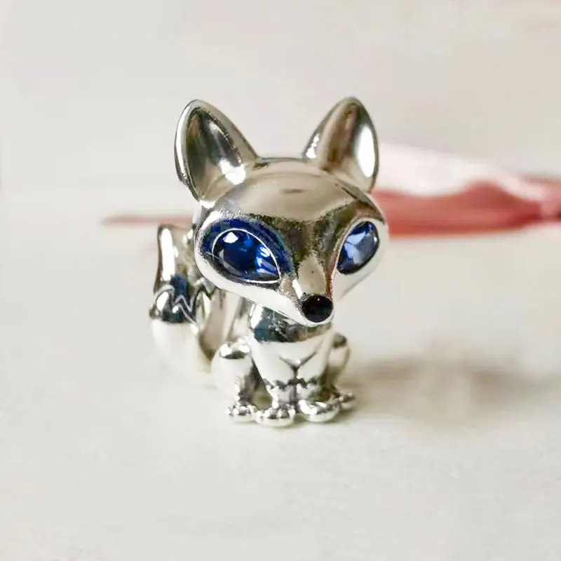 Vânzare fierbinte Argint 925 cu Ochi Albaștri Fox Farmec Animal Margele se potrivesc pentru Pandora Brățară Originală de Argint 925 de bijuterii de Luare