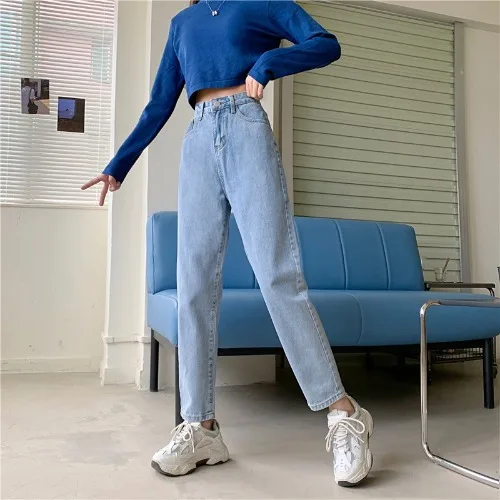 Blugi Femei Plus dimensiune 4XL Epocă Streetwear Straight Leg Jean de Mare-si Largi Pantaloni din Denim Casual Ladies Toate-meci Ulzzang