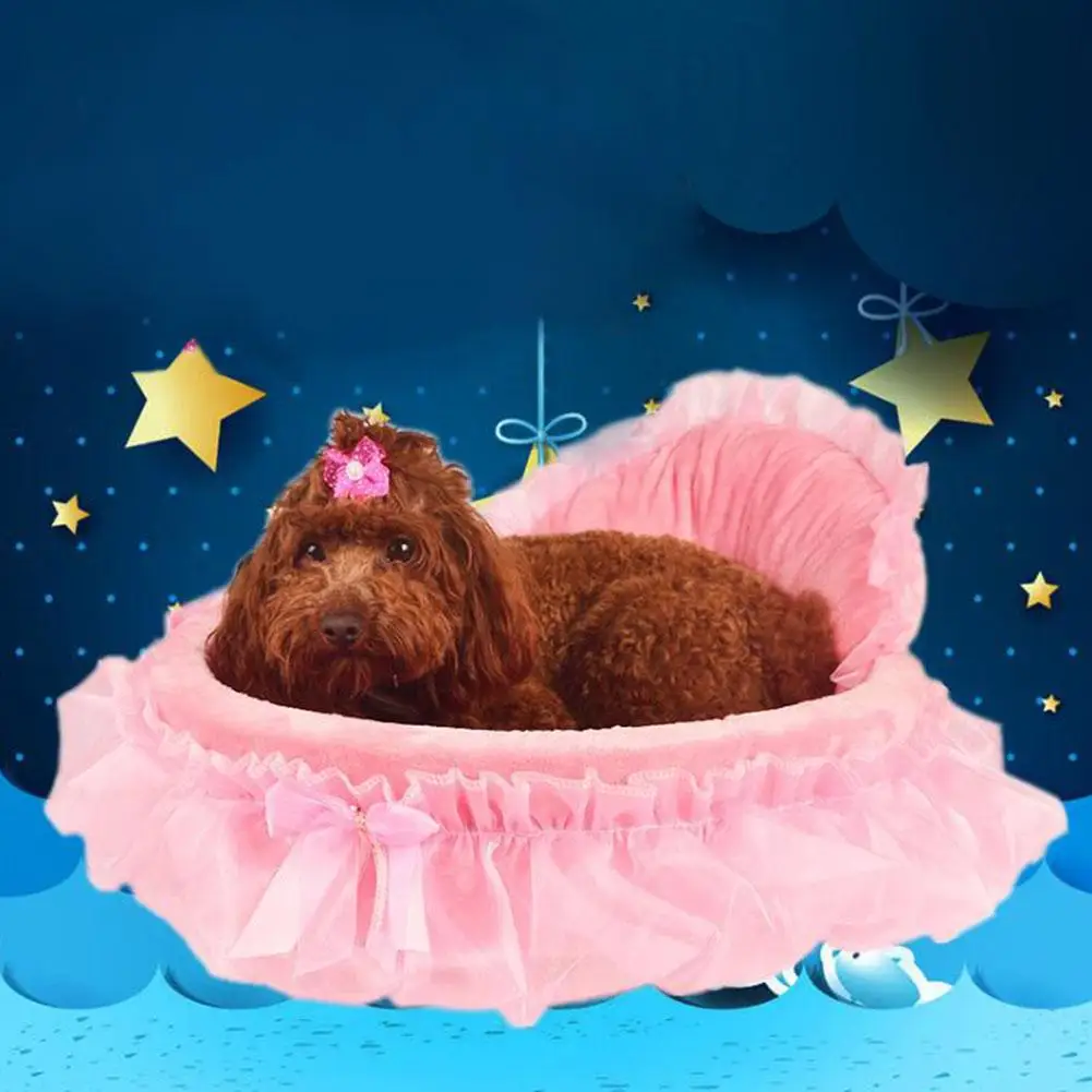 1buc Oval pet pat lace print princess puppy moale casa cuib de pisică și de câine pernă de canapea moale si confortabil pentru animale de companie câini și pisici