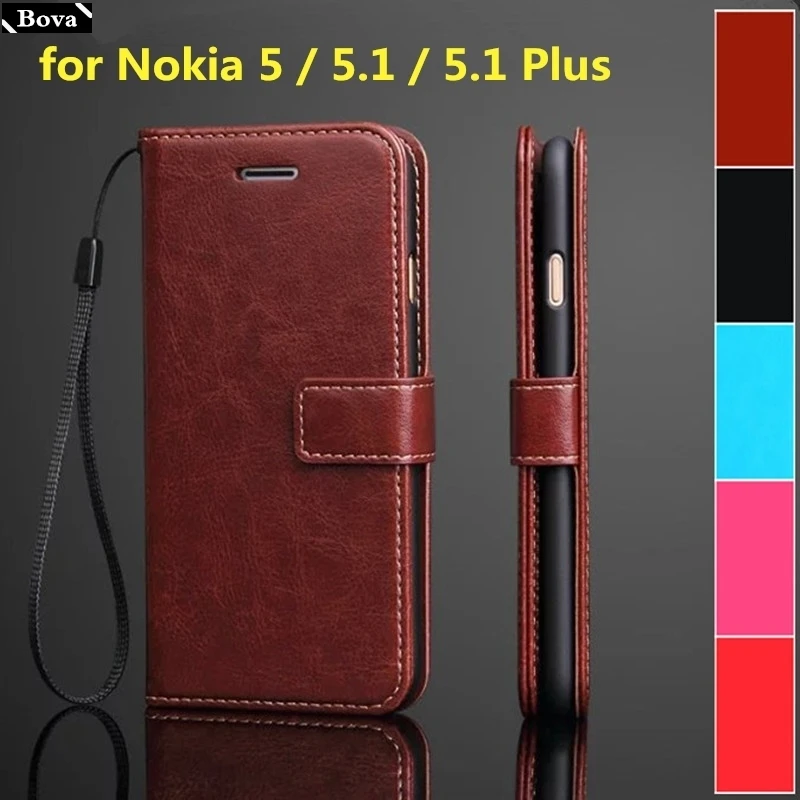 Titularul cardului de caz acoperire pentru Nokia 5.1 / pentru Nokia 5 / 5.1 Plus telefon din piele caz portofel capac flip-caz de protecție telefon genti