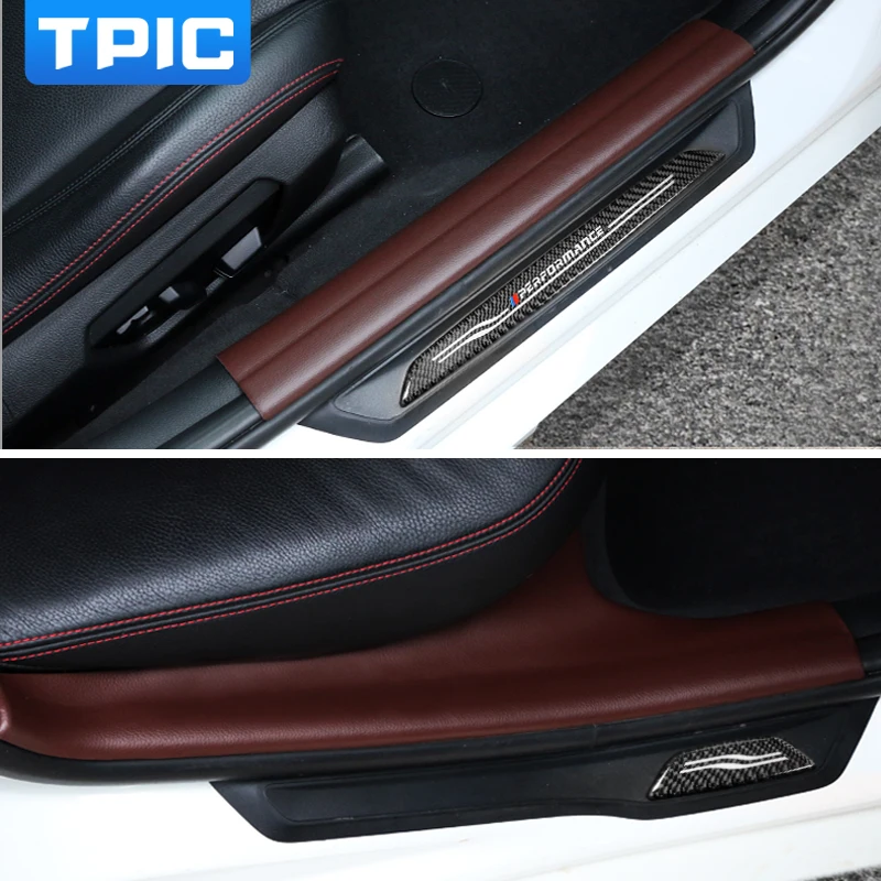 Pentru BMW F30 2013-2018 3 serie Masina glafuri Usi din Fibra de Carbon PVC Piele Prag Bara acoperi tăiați fâșii Pedala de bun venit Protector
