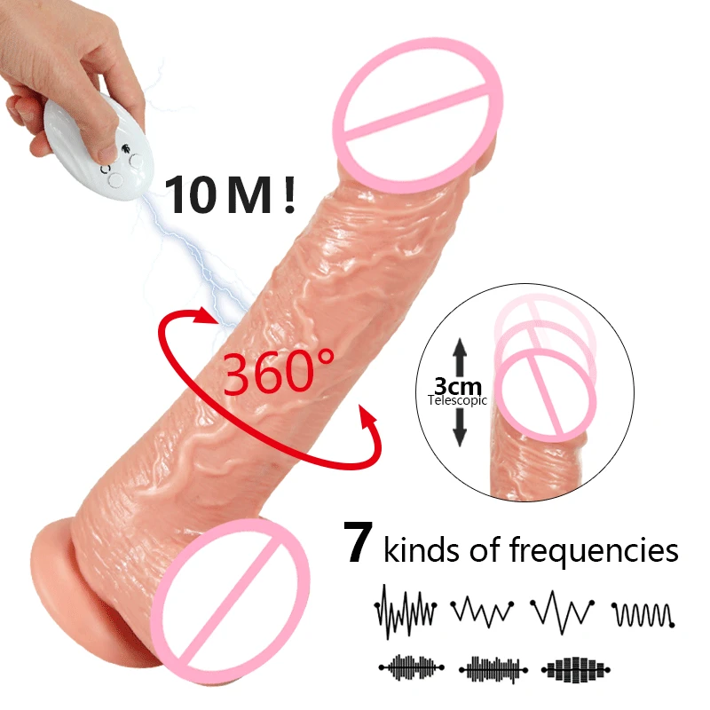 Telescopic Vibrator de Control de la Distanță de Încălzire Vibrator pentru Femei Realist Penisul Vibratoare Lesbiene jucarii Sexuale din Silicon Pula Mare Masturbari