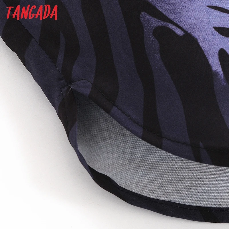 Tangada Femei Purple Animal Print Camasa Maneca Lunga Chic Feminin 2021casual Tricou Vrac 3A86