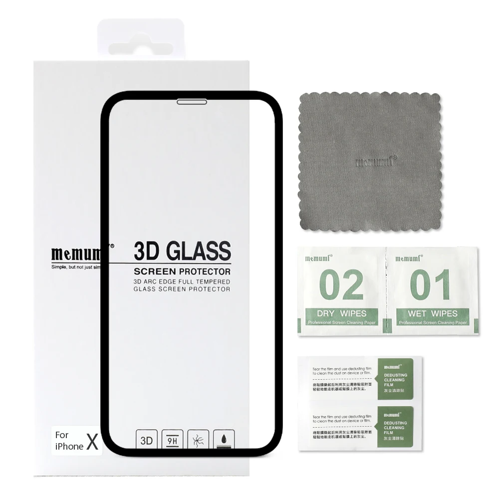 Memumi pentru iPhone XS Tempered Glass 3D Acoperire Completă Marginea 9H Duritate Film pentru iPhone XS Ecran Protector, Instrument de Instalare