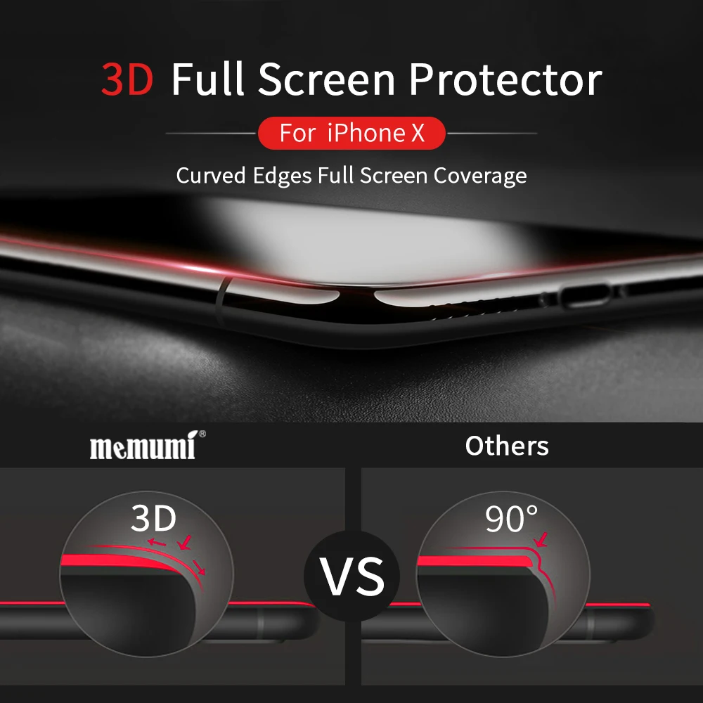 Memumi pentru iPhone XS Tempered Glass 3D Acoperire Completă Marginea 9H Duritate Film pentru iPhone XS Ecran Protector, Instrument de Instalare