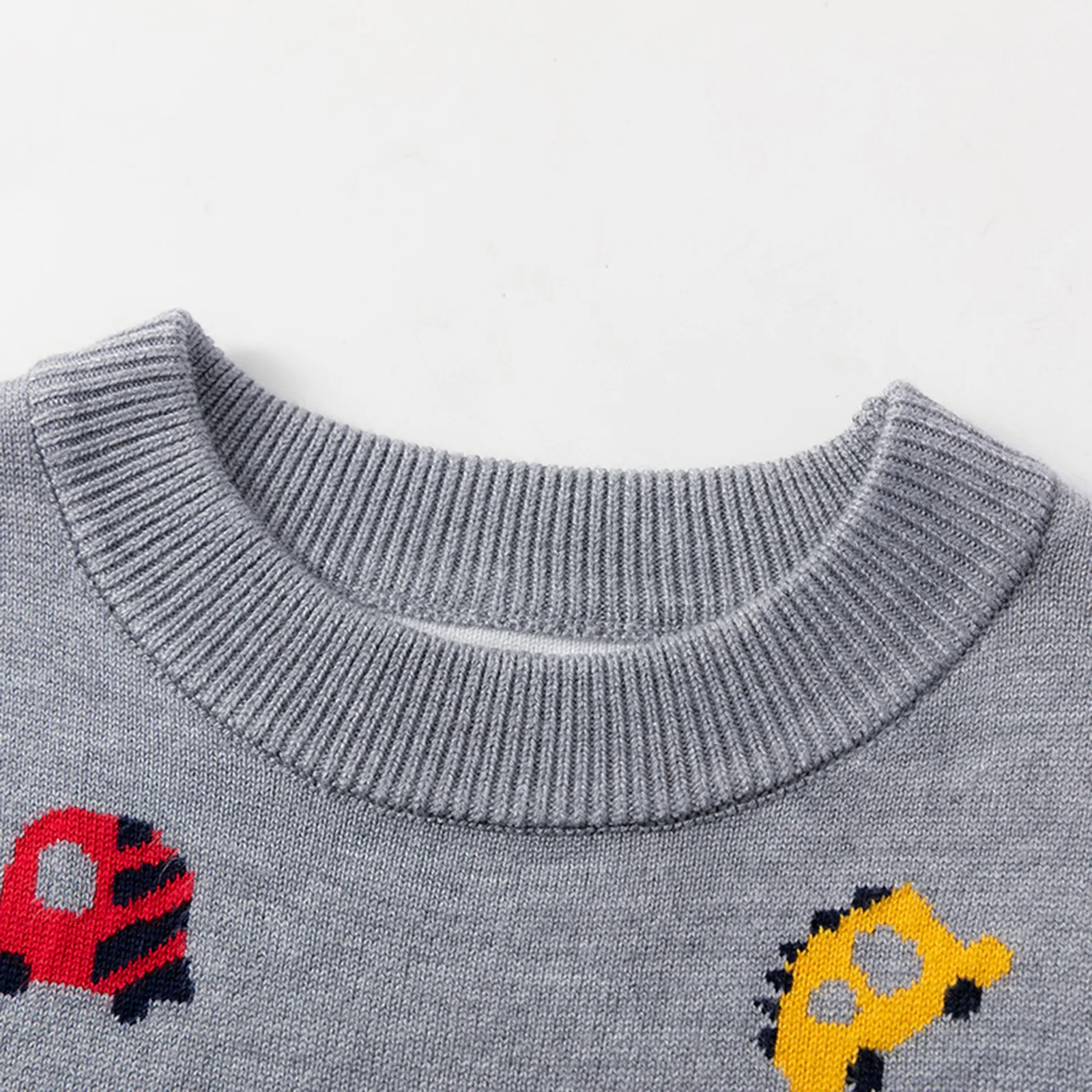 (2-7T) de Toamnă și de iarnă pentru copii pulover acrilic creativ masina de imprimare cu mâneci lungi desene animate tricot imprimat pulover cald F4*