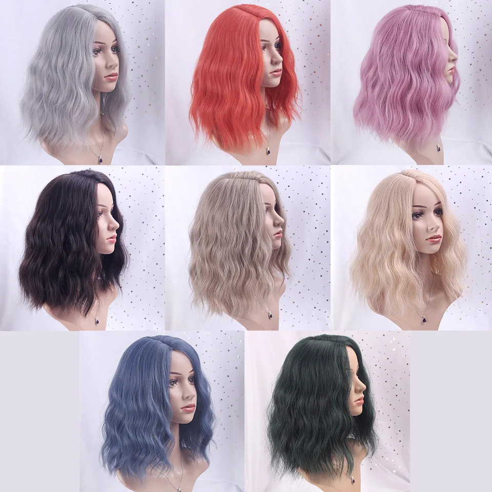 TALESHE Gri Scurt Peruca Val de Apă de Culoare Mixt de 8 Culori Secundare Parte Peruci Sintetice pentru Femei de culoare Blond Roz Albastru Cosplay de Păr