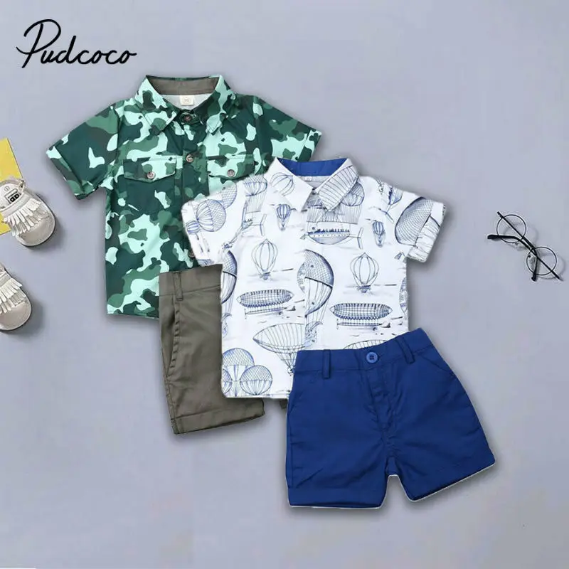Pudcoco Brand Băieți Haine Formale Haine pentru Copii Set 2 buc Rochie Maneci Scurte T-shirt, Blaturi + Scurte, Pantaloni de Vară Copilul Haine de Fata