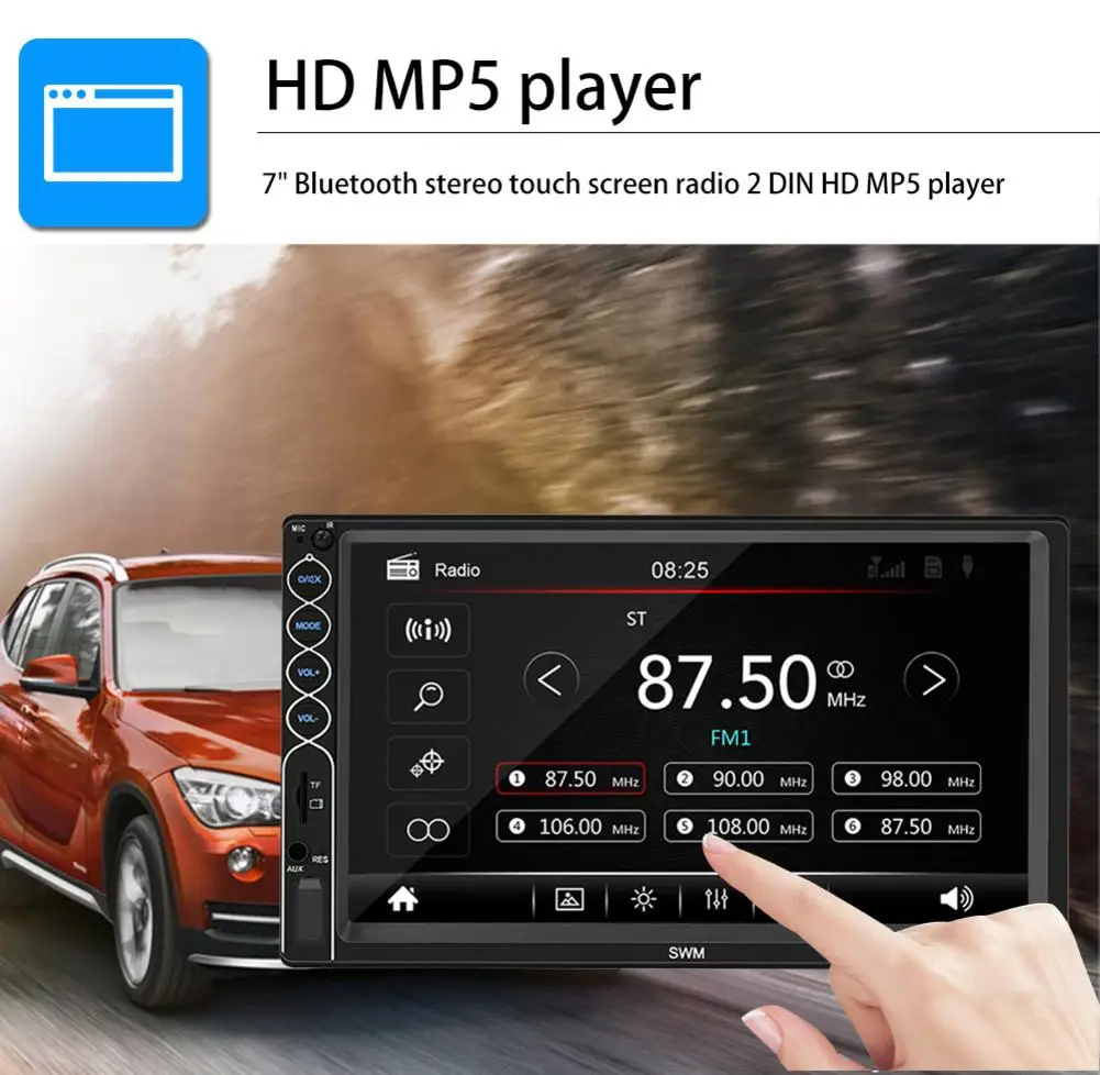 7Inch Bluetooth Radio Auto MP5 Receptor Stereo 2 Din Touch screen Car Audio Stereo Radio Mirror Link-ul de Sprijin din Spate aparat de fotografiat și Camera