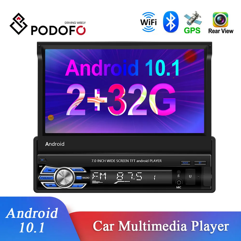 Podofo Android Auto 1Din Radio Stereo 2+32G 7