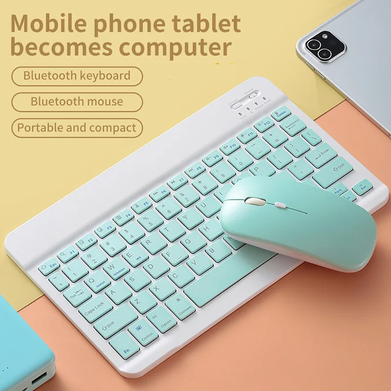 Reîncărcabilă Universal 10 Inch Bluetooth Wireless Keyboard Mouse-ul Setat pentru IPad, Iphone, MAC, Android Telefon Samsung Tableta Windows