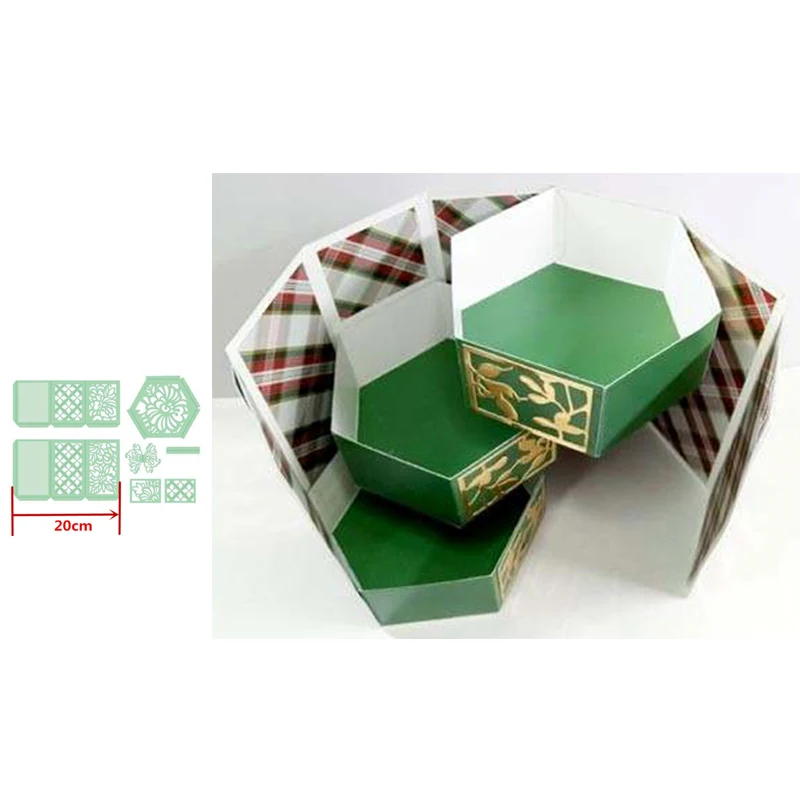 Hexagon Balcon & Cutie Cadou Set matrițe de Metal de Tăiere Moare Șabloane pentru DIY Scrapbooking Cărți de Hârtie Meșteșug a Face Noi 2019 Relief