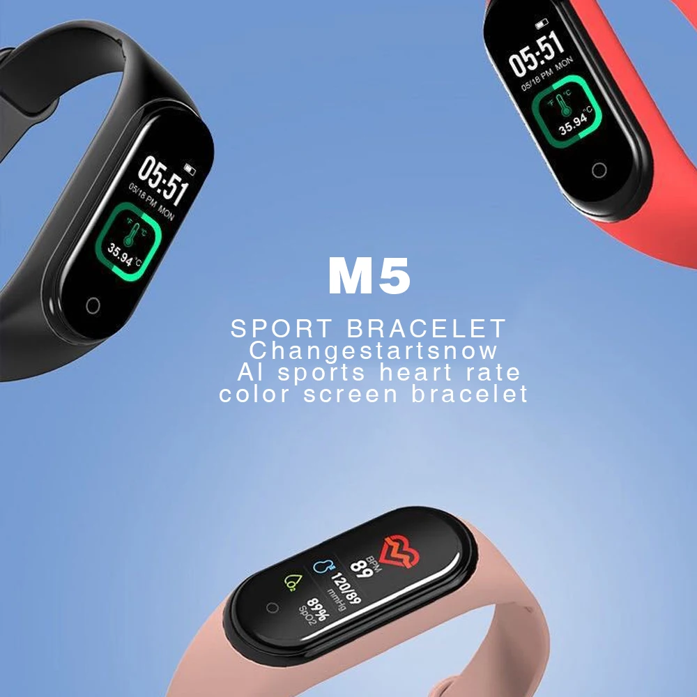 Noul M5 Brățării Inteligente Tensiunii Arteriale/Monitor de Ritm Cardiac/Pedometru USB de Încărcare de Sport Sănătate Brățară Brățară de Fitness Smartwatch