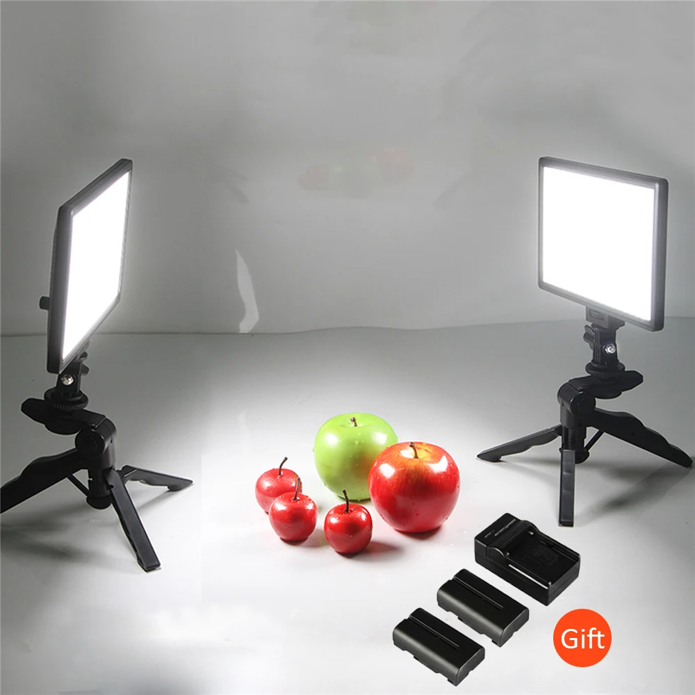 VILTROX L116T Studio Foto Set-2x Bi-Color Estompat DSLR Video cu LED-uri de Lumină +2x Mini Trepied + 2x Baterie w/ Încărcător pentru Fotografie