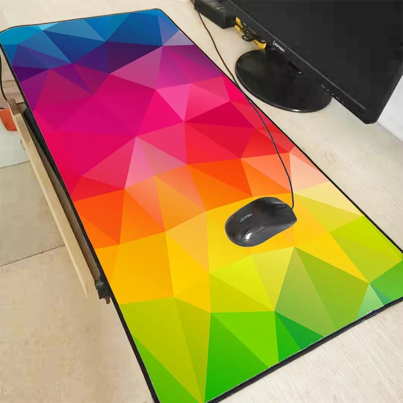 MRG Triunghiuri Geometrie Culori Gaming Mouse Pad de Blocare Margine Mare de Cauciuc Non-alunecare Mat pentru Dota 2, LOL, CSGO Joc de Jucător Tampoane L