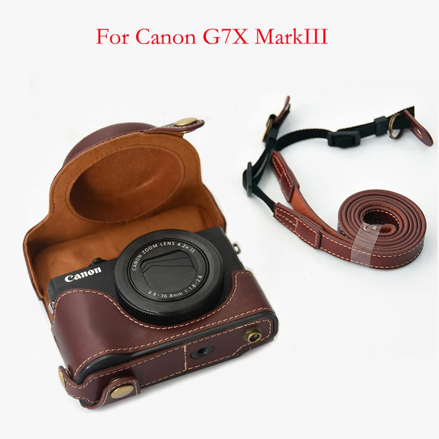 Real de înaltă calitate din Piele Veritabilă Sac de aparat de Fotografiat acoperire Pentru Canon G7X Markiii G7XIII G7XM3 G7X3 coajă de protecție acoperă