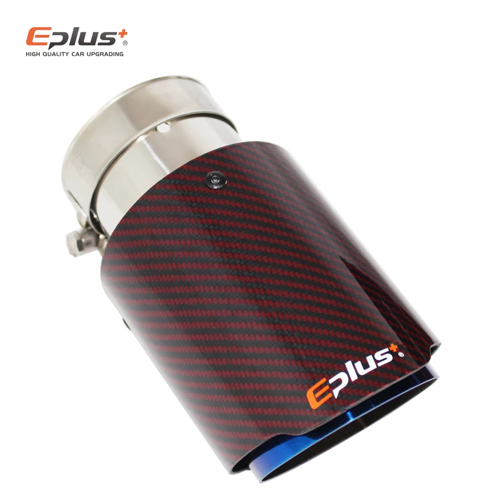 EPLUS Mașină Roșie Luciu de Fibra de Carbon Fulare Sfat Sistem de Eșapament Țeavă de Eșapament Duza Inoxidabil Decor Universal Direct Albastru