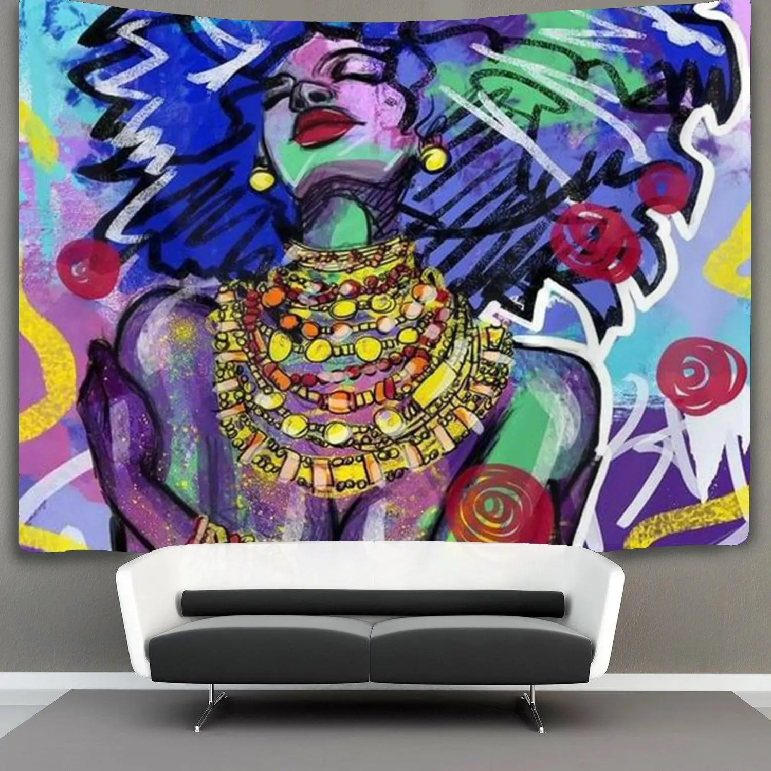Afro-American negru Femeie fata Tapiserie de Perete Hippie Artă Pentru Camera de zi Dormitor Dormitor