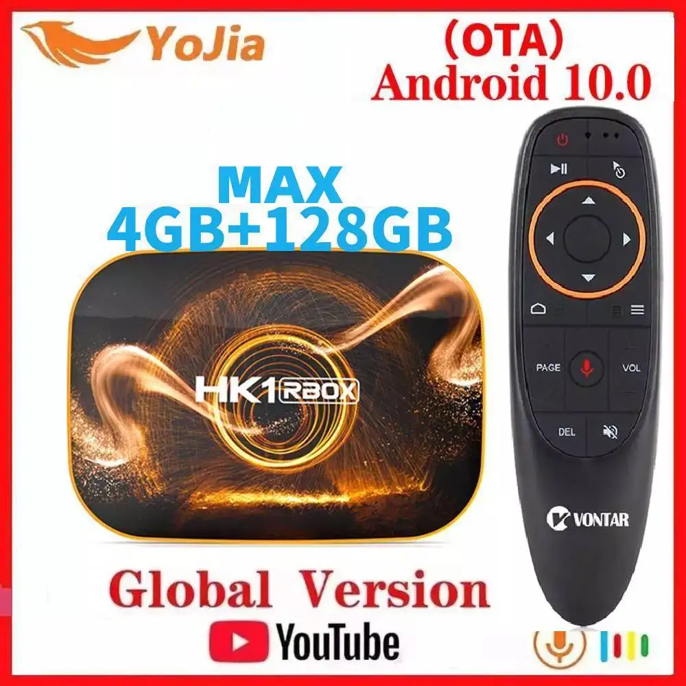 Smart TV Box Android 10.0 HK1 RBOX R1 MAX 4GB RAM, 128GB ROM Android 10 TVBOX 4K Media Player USB3.0 Set Top Box 2G16G Youtube