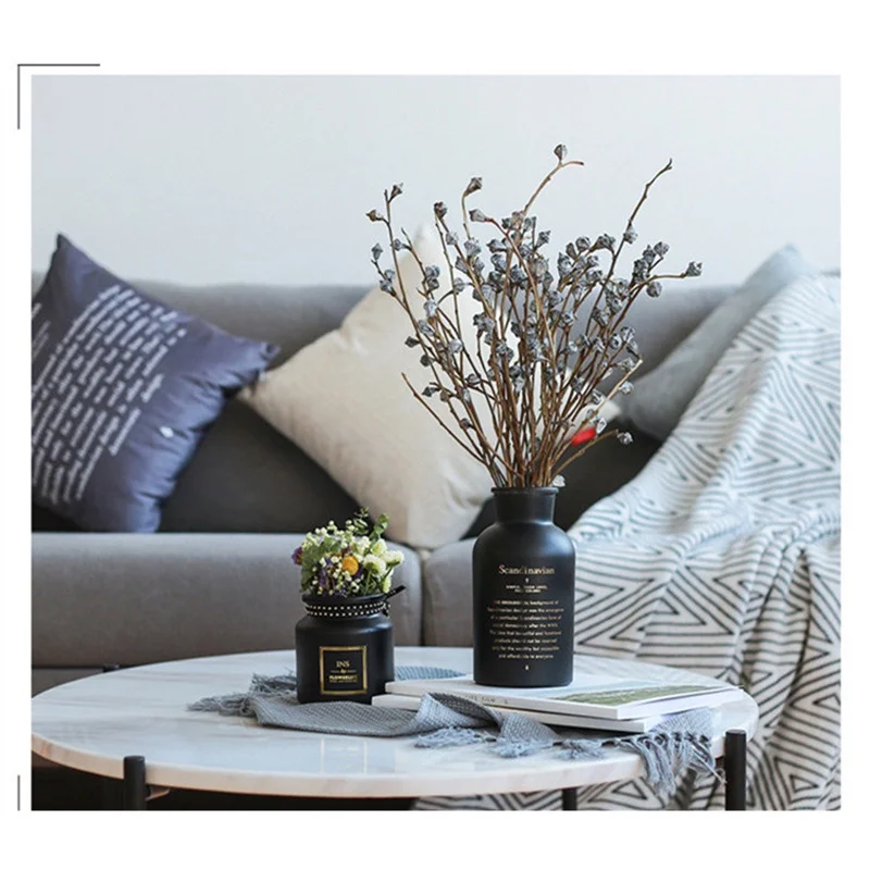Nordic Mini Negru Vase De Sticla Hidroponice De Plante De Flori Decor Acasă Pentru Dormitor, Camera De Zi De Nunta Decor De Masă Ornamente