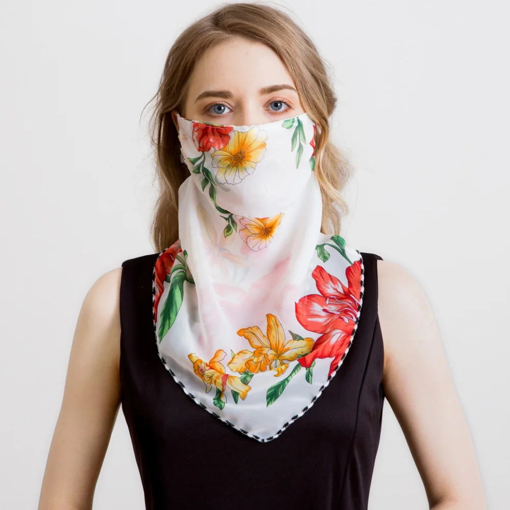 2020 De Lux Mască De Față Esarfa Femei Florale Imprimare Bandană În Aer Liber Protecție Solară Gura Măști, Împachetări Doamna Sifon Foulard