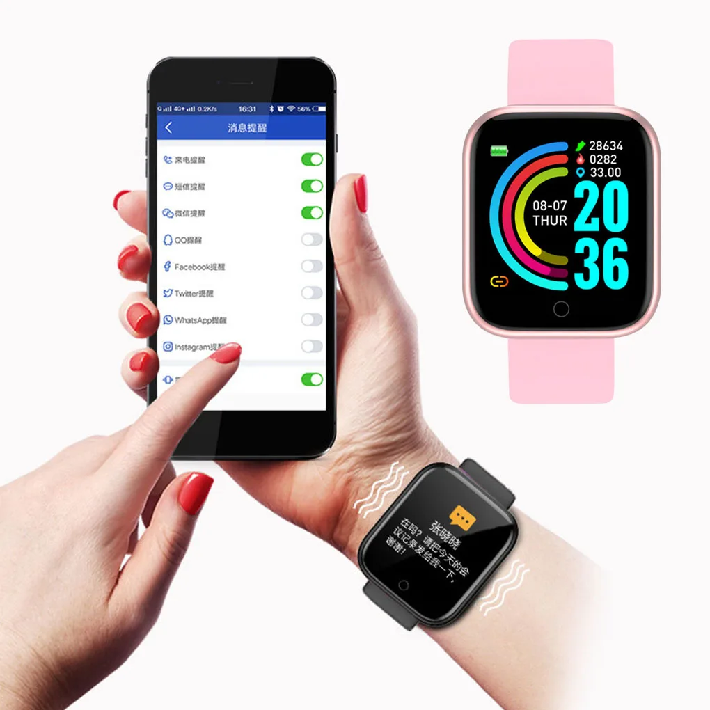 Y68 Ceas Inteligent D20 Oamenii Pro Smartwatch pentru Apple IOS, Android Heart Rate Monitor Tensiunii Arteriale Sports Tracker Bratara