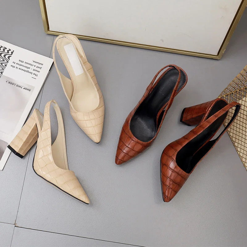 Suollavie Nou Elegant Subliniat Toe Slip-on pentru femei sandale Piatra de cereale doamnelor pantofi toc indesata sandale Brand designer de pantofi office
