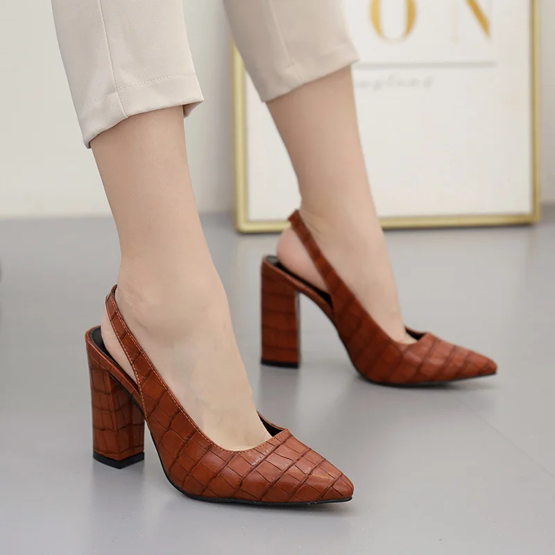 Suollavie Nou Elegant Subliniat Toe Slip-on pentru femei sandale Piatra de cereale doamnelor pantofi toc indesata sandale Brand designer de pantofi office