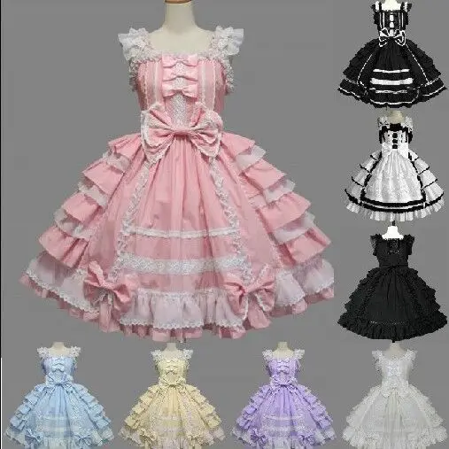 6 Tipuri Fată Printesa Cenusareasa Rochie De Halloween Victorian Gothic Lolita Rochie De Cosplay Costum Stratificat Femei Partid Maid Dress