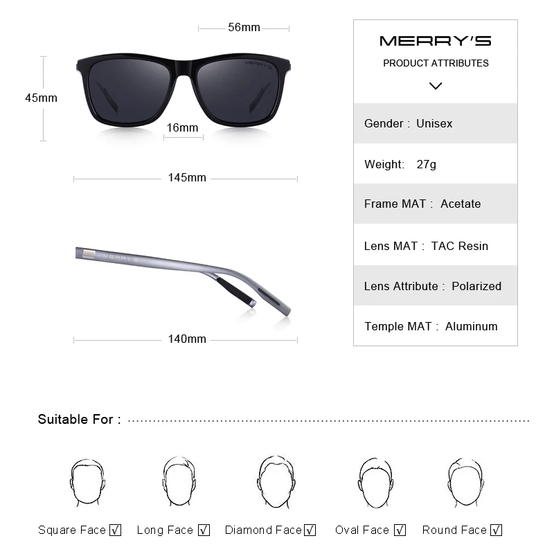 MERRY Moda Unisex Retro Aluminiu Bărbați ochelari de Soare Lentile Polarizate de Brand Designer de Epocă Ochelari de Soare Pentru Femei UV400 S'8286