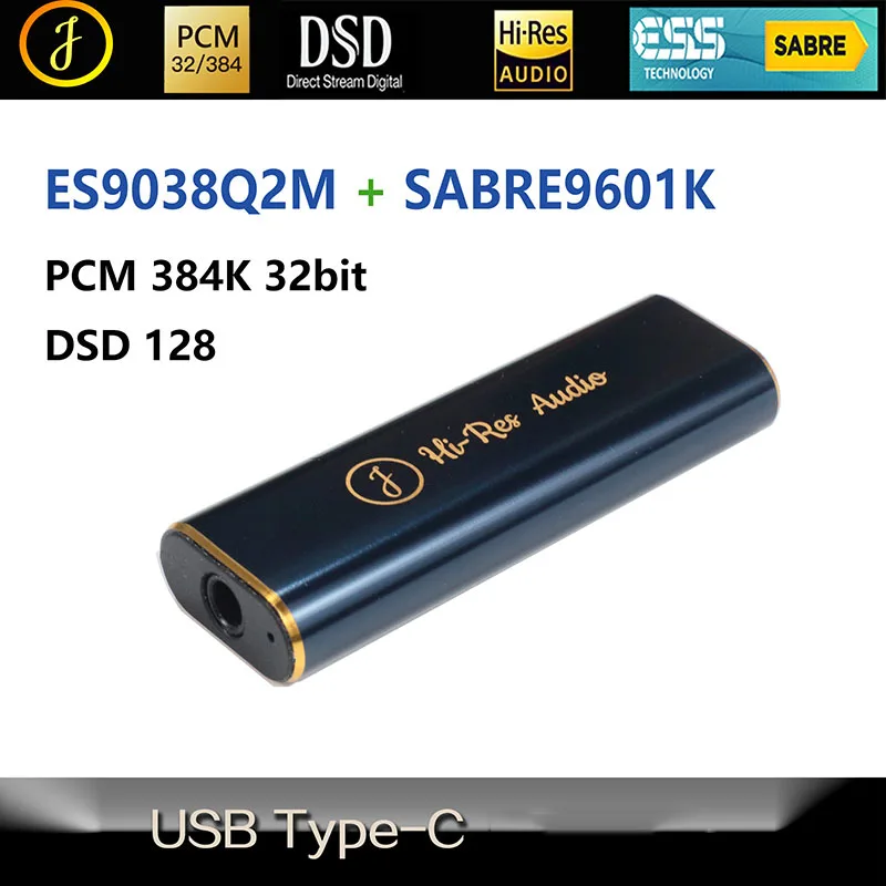 ES9038Q2M+ES9601K de Tip C USB Portabil DAC HIFI Extern placa Audio Decoder Pentru WN7 WIN8 WIN10 Calculator Amplificator pe 32 de biți DSD128