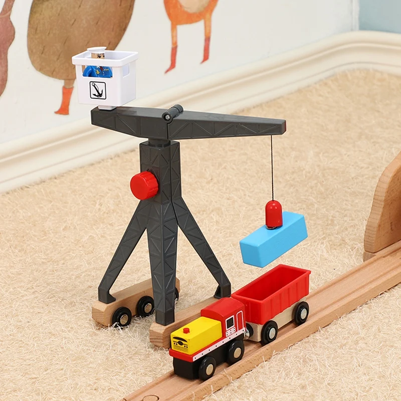 Din lemn, Macarale Jucarii din Lemn de Tren de Cale Ferată Accesorii Muta Macarale Model Educațional Slot DIY Piese de Lemn pentru Copii