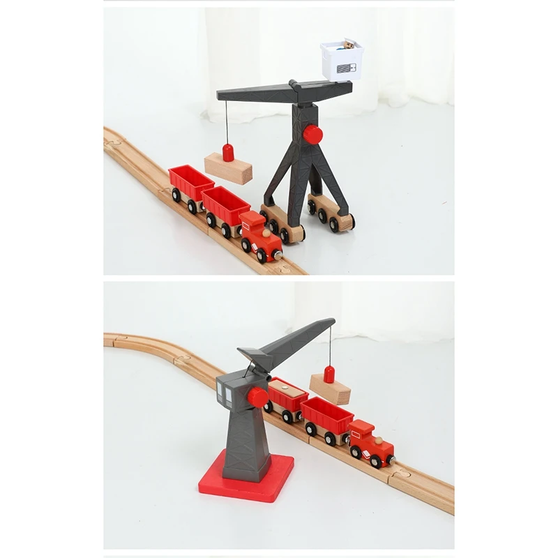 Din lemn, Macarale Jucarii din Lemn de Tren de Cale Ferată Accesorii Muta Macarale Model Educațional Slot DIY Piese de Lemn pentru Copii