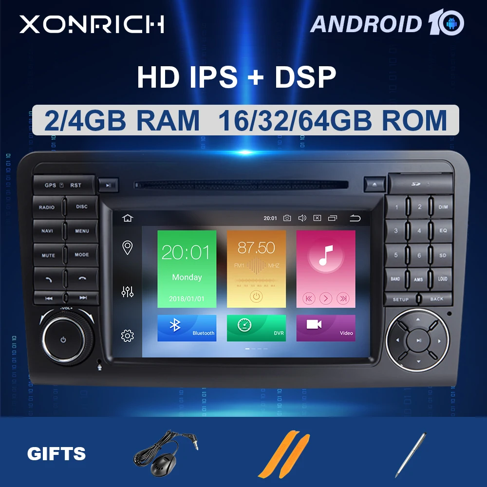 IPS DSP 64GB 2 din Android 10 Car DVD GPS PENTRU BENZ ML 320/350 ML/W164(2005-2012)GL Radio Navigație Multimedia unitate cap
