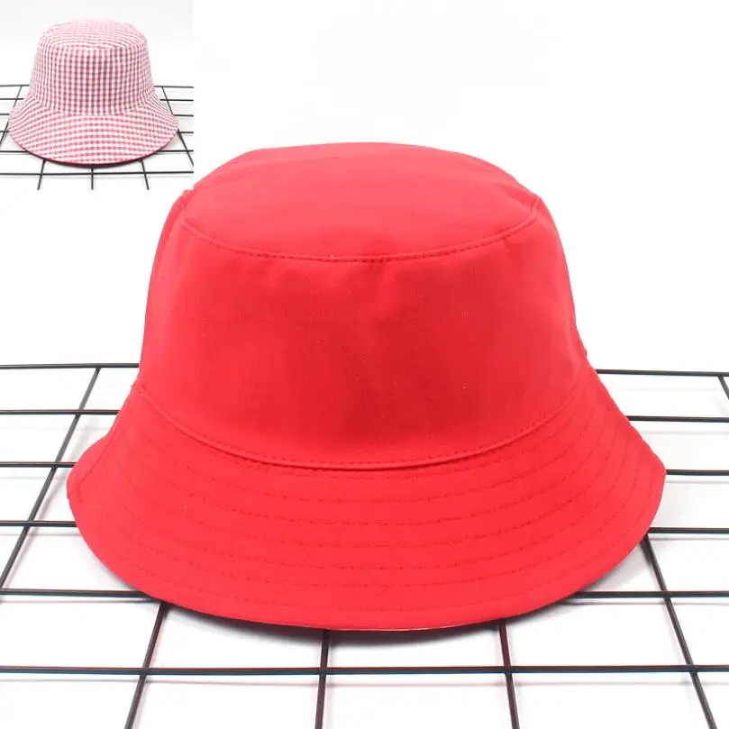 2019 Reversibile 6 culori carouri Galeata Palarie unisex chapeau moda pescuit pălărie Bob Capace femei bărbați panama pălărie de soare de vară capac