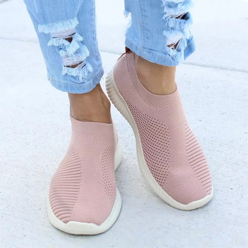 Moda Tricotat Adidasi Femei Pantofi Casual Plus Dimensiune Ciorap Întinde Plat Doamnelor Pantofi De Sex Feminin De Agrement Balerini Espadrile