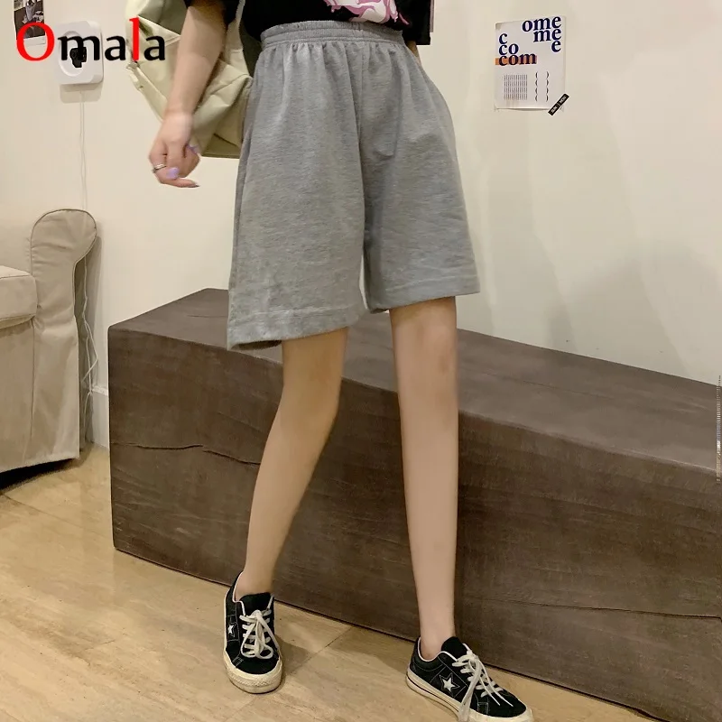 Coreeană din bumbac gri negru femei pantaloni scurți de moda casual regulate liber de dimensiuni Mari direct solide elasticitatea jogger shorts pentru femei