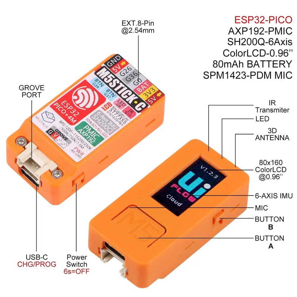 M5StickC ESP32 PICO Mini Io Consiliul de Dezvoltare Degetul Calculator cu Ecran LCD Color Pentru Arduino și UIFlow de Programare