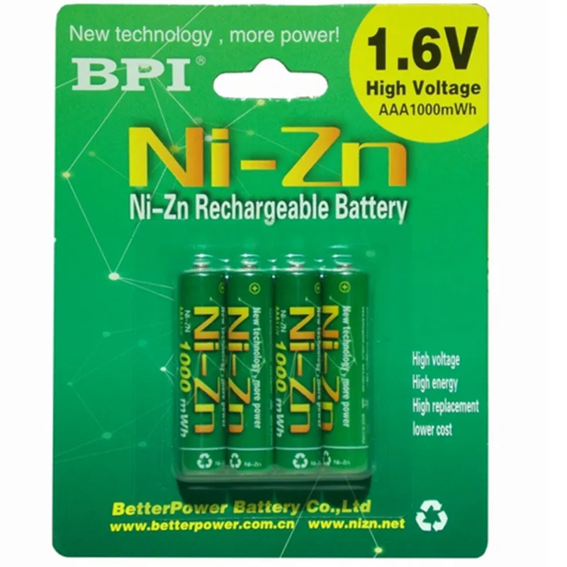 4 Buc/lot 1.6 v aaa 1000mAh baterie reîncărcabilă nizn Ni-Zn aaa 1.5 v baterie reîncărcabilă Puternică decât Ni-MH, Ni-Cd baterie