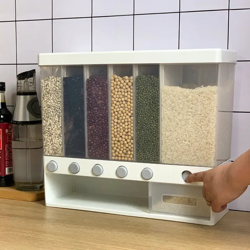 10KG Montat pe Perete Separat Orez Găleată de Cereale Distribuitor de Umiditate Dovada de Plastic Automata Rafturi Sigilate Contorizare Alimentare Cutie de Depozitare