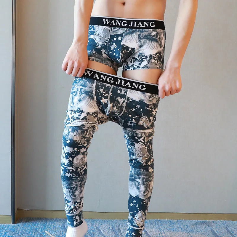 2 BUC Bărbații Dorm Fundul Seturi Lung Johns Boxer pantaloni Scurți Carouri Imprimate de sex Masculin Portbagaj Pijamale, Lenjerie de corp din Bumbac Plus Dimensiune Chilotei M-XXL