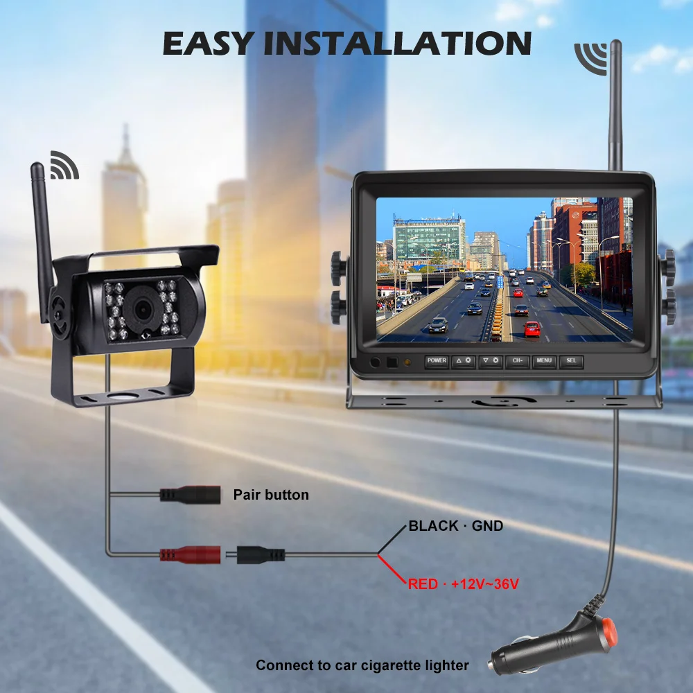 7 inch Wireless Monitor Auto Camion Ecran CMOS IR Noapte Viziune Inversă Backup Camera Wifi Parcare Sistem de Afișare pentru Masina