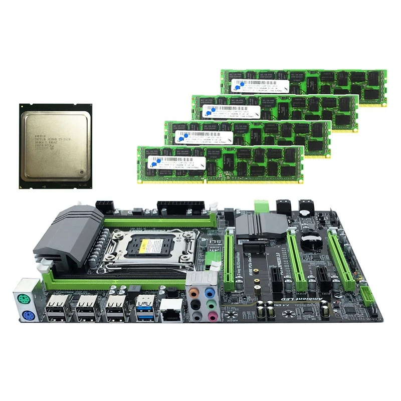 HOT-placi de baza X79 despre lga2011 Combo cu E5 2620 CPU 4-Ch 16GB(4X4GB)memorie RAM DDR3 1333Mhz NVME M. 2 SSD Slot